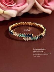 Light Luxury Niche Gradient Ocean Blue-Green Thin Bracelet, Suitable For Daily Wear, Party, Ball, Banquet, Anniversary And Holiday Gift - Multicolor - View 7