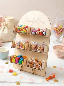 1 Set Wooden Medium Candy Storage Rack, Home/Party Candy Storage Medium Display Rack, Baby Shower Party Medium Food Display Rack, Birthday Wedding Home Event Party Medium Candy Rack, Dessert Medium Display Wooden Rack, Wedding Baby Party Birthday Kitchen Cooking Rack, Coffee Shop Afternoon Tea Candy Medium Decorative Rack, Gender Reveal Party Decoration, Birthday Party Wedding Table Centerpiece Decoration, Christmas Table Centerpiece Decoration - Log Arch - View 8
