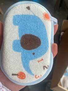 1 pieza Esponja de baño con bolitas para bebé, toalla de baño con dibujos animados para recién nacidos, color aleatorio - Azul - Ver 6