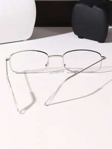 1pc Blue Square Optical Frame Women's Lightweight Copper Alloy Rectangular Glasses Suitable For Thin Face - Clear - View 5
