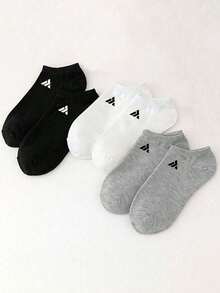 1/5/10/15 Pairs Unisex Minimalist Triangle Logo Solid Color Short Socks, Breathable Sweat-Absorbing Casual Socks, Couple Socks, Suitable For Daily Wear, Sports, Back To School - Multicolor - View 7