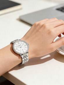 FOSSIL Silver Crystal Bezel Roman Numeral Dial Stainless Steel Bracelet Ladies Quartz Watch ES3545 - Silver - View 4