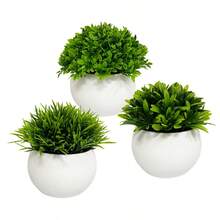 3pcs/Set Artificial Potted Plants, Artificial Greenery Potted Plants, Artificial Mini Flower Pots, Artificial Lawn Potted Plants, Home Decor Accessories, Decorative Items, Small Artificial Plants, Home Decor, Wedding Decoration Artificial Flowers, Artificial Flowers - Multicolor - View 9