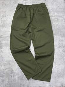 1pc Men's Army Green Cargo Pants, Drawstring Waist Woven Twill Straight Leg Multi-Pocket Rivet Casual Long Pants, Suitable For Daily Commute And Outdoor Sports - Green - View 4