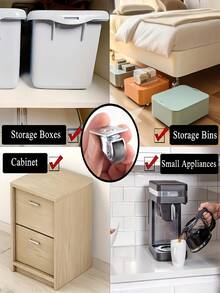 10Pcs Small Caster Wheels, Mini Swivel Caster Wheels, Low Profile Self Adhesive Plate Casters Rollers For Furniture, Kitchen Appliances, Light-Duty Projects, Planters, Tray - 10pcs Mini Universal Swivel Wheels - View 11