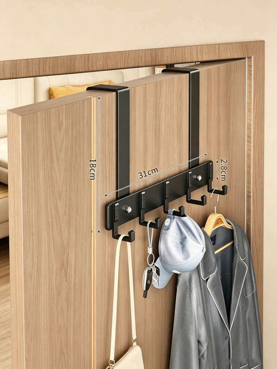 1pc Over-The-Door Hook, Easy Installation, No Drilling Required. Metal Over-The-Door Hook, Can Be Used To Hang Hats, Keys, Etc., Saves Home Space, Suitable For Entryway, Bathroom, Bedroom, Home, Dormitory, Etc. Can Hang Bags, Clothes Hangers, Hobby Supplies