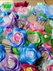 4Cm Wide Blue Diy Handmade Ribbon Ribbon Used For Making Bows, Hair Accessories, Cake Baking And Tying, Handmade Roses, Floral Decorations, Celebration Banners, Weddings, And Valentine's Day At School - Light Blue - View 6