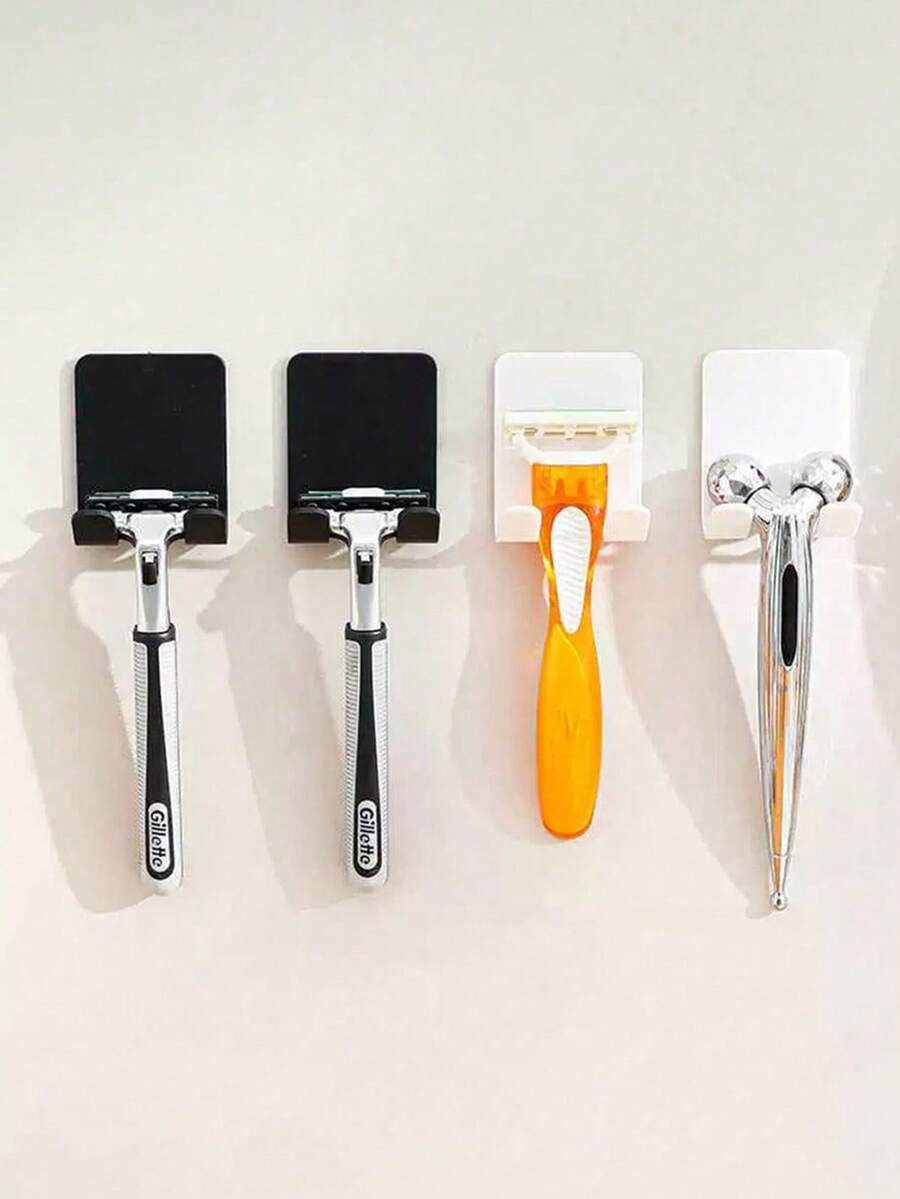 2pcs Bathroom Wall Razor Holder, Self-Adhesive Razor Hook Unisex, Bathroom Accessories, Bathroom Storage & Organization - Multicolor - View 1