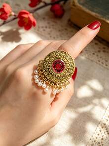 1pc Vintage Middle Eastern Style Elegant Vacation Travel Souvenir Ring For Women Daily Wear - Black - View 20