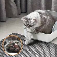 Keset Pasir Kucing Dua Lapis, Bahan EVA - Tahan Bau, Anti Selip, Desain Mudah Dibersihkan, Cocok untuk Kucing Dalam Ruangan, Tahan Lama dan Nyaman untuk Pengelolaan Kotoran Hewan Peliharaan, Aksesori Hewan Peliharaan Modern, Bahan Mudah Dibersihkan - Grey - View 3