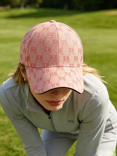 Vintage Jacquard Letter All-Over Print Baseball Cap, Adjustable Back Strap, Soft Dad Hat, Fashion Street Style, Suitable For Fitness, Walking And Daily Wear For Girls And Women