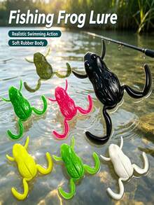 GOTURE Thunder Frog Lure Casting Mini Frog Bait Floating Frog Lure 2nd Generation TPE Soft Bait Realistic Kicking Frog Swimming Action Attracting Fish Effect Suitable For Bass Trout Black Bass Freshwater Saltwater Mixed Color - Multicolor - View 1