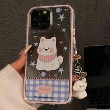 可愛狗貓耳軟手機殼適用於 iPhone 16/16 Pro Max/13/14/15/11/12/17/Pro Max - 粉色 - 查看 2