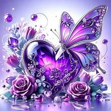 1PC DIY 5D Diamond Painting Kit Heart Butterfly Pattern - Round Full Drill Art Mosaic Craft, Home Wall Decor, Unframed - No Frame - View 9