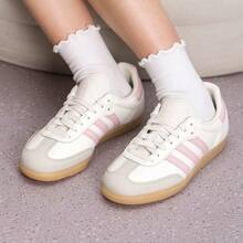 Adidas Originals SAMBA OG Comfortable Versatile German Army Trainers Sneakers Women's Pink White - Pink - View 3
