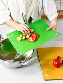 Küchen-Schneidebrett-Set aus Kunststoff, extra dickes flexibles Schneidebrett mit bunten Lebensmittel-Symbolen und rutschfestem Griff, rutschfestes Schneidebrett, Küchenzubehör, Studentenwohnheim-Zubehör, Küchenzubehör - Übersicht 7
