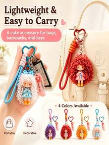 1 buah Gantungan Kunci Boneka Krim Susu, Liontin Boneka Kartun Gadis Keren, Hiasan Tas Wanita, Hadiah Kecil, Gantungan Kunci, Aksesori Dekoratif Kunci Mobil - MultiWarna - View 10