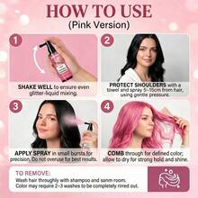 SUMIFANG Semprotan Pewarna Rambut Sekali Pakai Warna Pink 100ml, Pewarna Rambut DIY di Rumah, Formula Sederhana Mudah Dibilas, Tidak Menyumbat Helai dan Kutikula Rambut, Tidak Perlu Pemutihan, Cocok untuk Pewarnaan Rambut Gaya Jangka Pendek, Ciptakan Warna Rambut Modis yang Menarik Perhatian - Berwarna merah muda - View 8