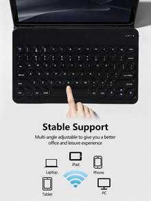 AKKHOO Rounded Cap Silent Mini Wireless Keyboard, 10-Inch Ultra-Thin, Rechargeable Silent, Compatible With IPad, Computer, Phone, Tablet - Black - View 4