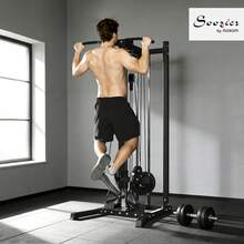 SOOZIER Cable Machine, Dual Pulley System With Pull Up Bar And 14 Adjustable Positions, Cable Crossover Machine Home Gym Fitness For 1" Weight Plates - Black - View 2