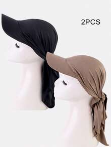2件組女款鴨嘴帽簷棒球帽附綁帶，日常使用遮陽帽 - 彩色 - 查看 9