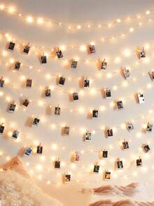 1set 1/2/3/5/10M Home Decor Photo Clips Light String,Indoor Bedroom Decor Fairy Light, Wedding Decor Light, Children's Room Wall Decoration Light, Vacation Party Holiday Decor LED Lights String,Girls' Room Decor Light String,Christmas Decor Lights - Yellow - View 6