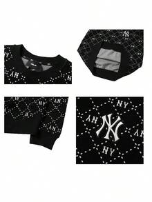 Men's & Women's MLB 26 Summer New Vintage Monogram All-Over Print Crew Neck Knit Pullover Sweatshirt 3AMTM0134-50BKS - Black - View 6