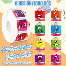 500 PIEZAS/Rollo Pegatinas de Lápiz Coloridas 2.5cm/1 pulgada Pegatinas de Lápiz con Forma de Grafiti Pegatinas de Lápiz Brillantes Marcado de Entrenamiento en Casa, Primer Día de Escuela - Multicolor - Ver 5