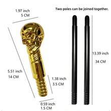 Coroa de Rei com Cruz de Rubi em Prata & Ouro, Conjunto de Cetro com Caveira de Prata, Adereços de Festa de Fantasia Real de Halloween, Acessórios para se Vestir - Multicolorido - Visão 4