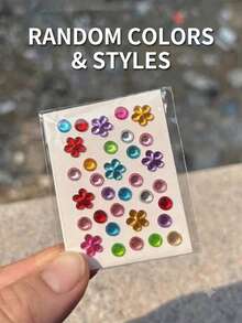 4pcs DIY Acrylic Rhinestone Pet Stickers - Colorful Heart, Flower, Star Shapes, Random Colors And Styles, Suitable For Dog And Cat Grooming Decoration - Multicolor - View 8