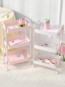 1 pieza Carro de almacenamiento rodante de metal de 3 niveles con ruedas y asa, carrito de utilidad móvil multifuncional, estantería de almacenamiento de gran capacidad para cocina, baño, sala de estar, dormitorio y oficina - Multicolor - Ver 9