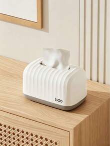 1 pieza Caja de pañuelos con patrón de ondas, soporte de pañuelos de estilo de lujo para escritorio, caja de servilletas multifuncional para el hogar, sala de estar y mesa de café - Blanco - Ver 3