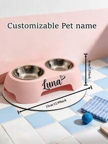 Customizable Cat & Dog Food Bowl, Supports Name/Date Engraving, Stainless Steel + PP Material, Cute Color Options, Pet Bowl, Ideal Gift For Pet Lovers, Designer Style - Multicolor - View 4