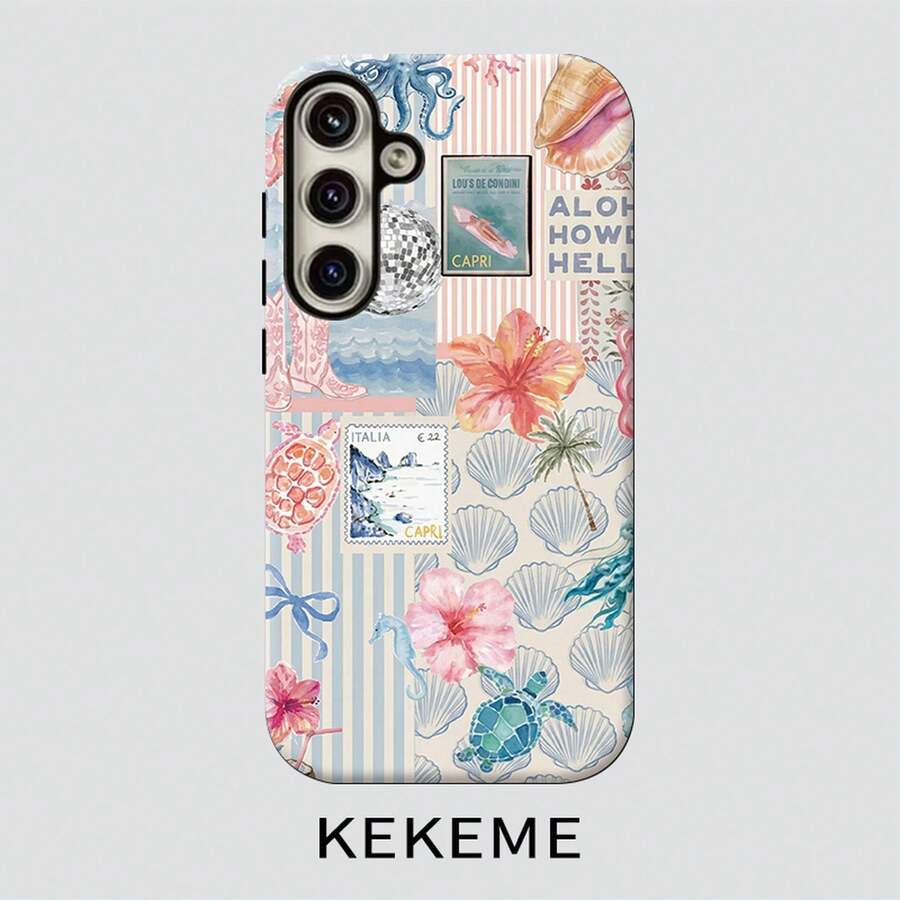 [24h Shipping From DE/FR/ES]KEKEME Phone Case: Two-In-One Phone Case With Fashionable Summer Floral Film, Suitable For Galaxy S26 S25 S24 S23 S22 S21 S21+ S21 Ultra Plus FE Edge S20 A15 A16 A17 A23 A32 A34 A35 A36 A52 A53 A54 A55 A56, Full Coverage Drop-Proof, Elegant And Simple, Unisex - 1 Piece Of Picture Color - View 1