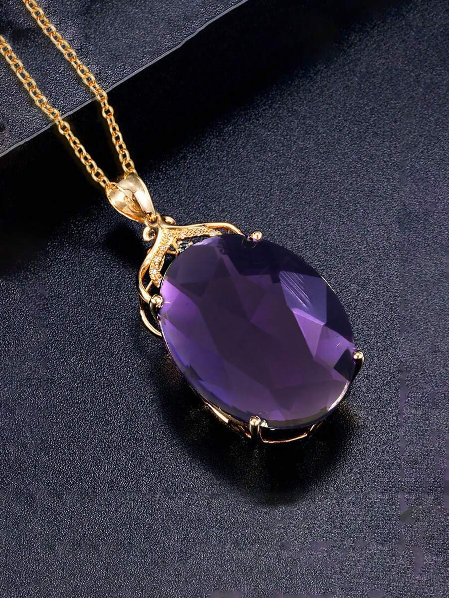 1pc Elegant Cubic Zirconia Necklace Women's Wedding Anniversary Accessory Gift - 1# - View 1