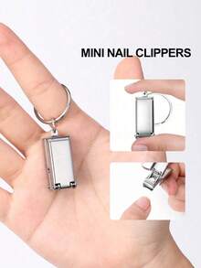 Cortador de Unhas Mini Dobrável de Aço Inoxidável, Cortador de Unhas Portátil de Peça Única, Ferramenta de Cuidados com as Unhas, Suprimentos de Manicure, Ferramenta de Manicure, Volta às Aulas, Unhas, Ferramenta de Prensagem de Unhas, Presente ou Uso Pessoal - Multicolorido - Visão 8