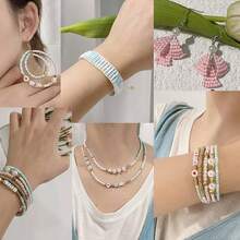 15 حجرة خرز أرز بلون موحد وخرز أنبوبي، مجموعة صنع المجوهرات DIY، خرز زجاجي شفاف، مناسب للمبتدئين في صنع المجوهرات DIY - خرزات صغيرة وردية ب- 15 خانة - مشاهدة 4