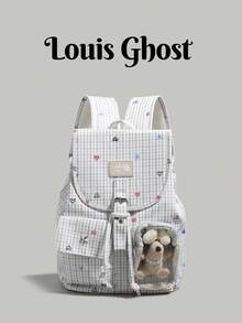 Plaid Heart Backpack | Versatile Accessory With Girly Charm. Large Main Compartment With Organized Interior, Perfect For Commuting, School, And Travel. Wide, Thick, Breathable Shoulder Straps For Comfortable Wear Without Shoulder Pressure. No Accessories Included. - Multicolor - View 15