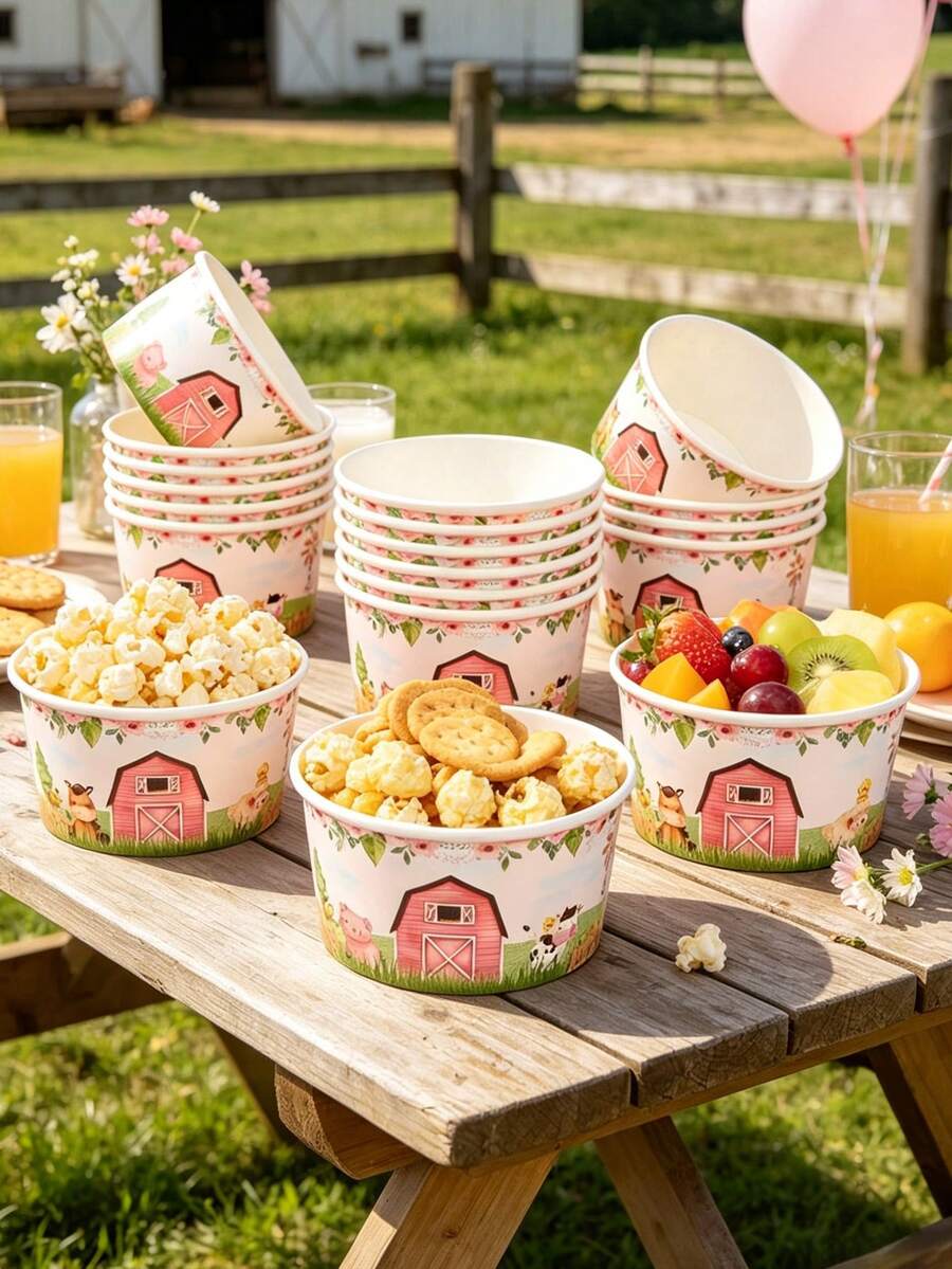 10 piezas de cuencos de papel desechables con diseño de animales de granja, tazas de helado con diseño de animales de granja, recipientes de comida desechables para fiesta de baby shower, vajilla para fiesta de cumpleaños con diseño de animales de granja, decoración para primer cumpleaños, vajilla para fiesta de cumpleaños con diseño de animales de granja, decoración para fiesta de cumpleaños, decoración para baby shower, decoración para revelación de género, decoración para boda, suministros para fiesta de cumpleaños de bebé, caja de embalaje de regalo, cuenco de comida, adecuado para noche de cine, camping, picnic - Animales de granja - Ver 1