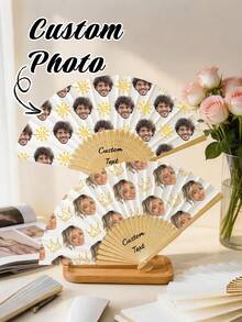 Customized Face Hand Fan, Foldable Paper Wedding Fan, Personalized Wedding Gift, Wedding Reception Fan, Bridesmaid Accessory, Birthday Party Fan - Multicolor - View 7