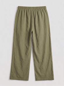 Men's Drawstring Casual Pants, Breathable Loose Drape Lazy Wide Leg Long Pants - Green - View 6