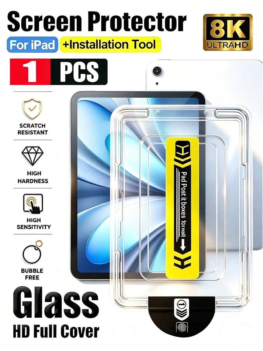 1 Pack, Dust-Free Quick-Apply Screen Protector, High Definition, Precise Fit, High Hardness Tempered Glass, Anti-Scratch And Wear-Resistant Premium Tablet Accessory. Compatible With IPad Pro 13(M4)2024(13-Inch)/ Air 13-Inch(2024/2025/2026)/ 11 2025(11-Inch)/ Air 11-Inch(2024/2025/S026)/ Mini4/5/6/7/ Pro 11 2018(11-Inch) And Other Series