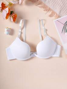 3pcs/Set Teen Girls Solid Color Smooth Underwire Bra, Adjustable Spaghetti Strap Multi-Hook Back Closure Everyday Lingerie - Multicolor - View 4