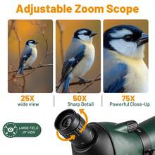 25-75x70mm Zoom Spotting Scope, HD High Power Bird Watching Scope, ABS Material And HD Optical Glass Lenses, Comes With Tripod And Phone Adapter, Ideal For Birding, Shooting, Wildlife Observation - A - View 3