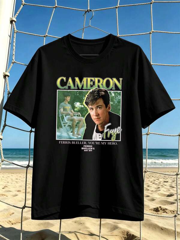 Camiseta Retro Ferris Bueller Cameron 100% Algodón, Ajuste Fácil, Transpirable, Estilo Urbano Hip-Hop, Diseño Gráfico