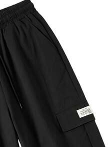 Women's Casual Sports Cargo Pants, Multi-Functional Athletic Long Pants, Suitable For Running, Cycling, Ball Sports, Gym Workouts - Black - View 5