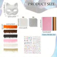 DIY Cat Face Mask Making Kit, Includes Felt, Handmade Style Animal Design Colorful Dress-Up Mask Set, Suitable For Halloween Costumes, Carnival Parties, Role Play And Holidays (DIY Handmade Kit, Halloween Costume Accessories) - A - View 3