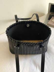Commuter Handmade Woven Bag 2026 Spring/Summer New Large Capacity Textured Tote Bag Shoulder Handbag - Black - View 11