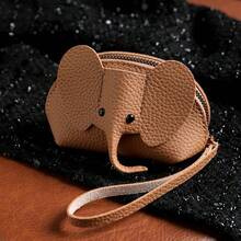 Dompet Koin Gajah 3D Lucu, Dompet Mini Kulit Imitasi Lychee, Dompet Kartu dan Kunci Portabel dengan Resleting untuk Menyimpan Koin, Lipstik, dan Barang Kecil Lainnya - View 12