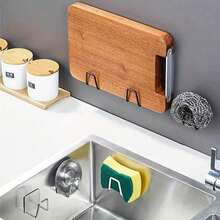 1/4pcs Fashionable Stainless Steel Sponge Holder, No Drilling Easy Adhesive, Kitchen Bathroom Sponge Storage Rack, Durable And Rust-Proof - Silver - View 11